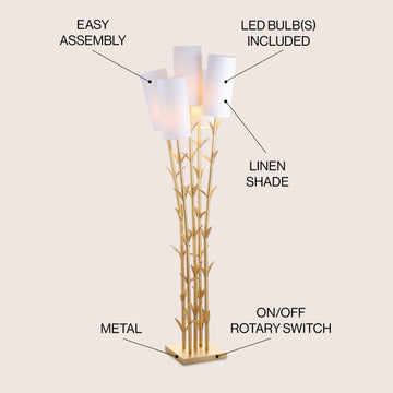 Bamboo Brass 65.5" LED Floor Lamp - JONATHAN Y